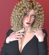 size_difference blonde black_hair barefoot cleavage looking_at_viewer boomgts digital_render between_breasts