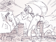 giantess nude vore city barefoot rampage buildings soles saliva bus lineart fox_girl