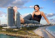collage mega clothed beach barefoot buildings unknown_artist sitting clouds sky looking_at_viewer
