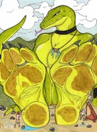 breasts drawing giantess crush nude feet furry tail anthro color large_breasts tongue butt claws toes barefoot cleavage soles red_eyes lizard dirty_soles jewelry toe_ring rings necklace commission washing neopuc sekvra scalie zabraxas loincloth forked_tongue