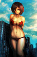 giantess city swimsuit brunette yilx vocaloid non_violent meiko