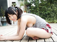 crush collage barefoot blood smiling asian sitting looking_at_viewer deck stuck_to_foot