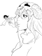 vore bleach monochrome rukia nel shrunken_woman jitensha line_drawing spirit spirit_vore