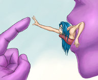 drawing vore color mouth finger shrunken_woman world_of_warcraft night_elf ysera donutwish reaching_out