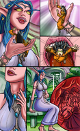 drawing vore color tongue mouth handheld blue_hair shrunken_men shrunken_woman world_of_warcraft swallowed elf_girl stomach_view tyrande glowing_eyes looking_at_tiny