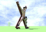 growth giantess nude size_difference male penis domination bondage shrunken_woman oral_sex captured sky digital_render