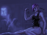drawing giantess vore handheld dark shrunken_person league_of_legends champion sketching vi looking_at_tiny