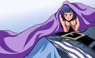 breasts drawing panties shrunken shrunken_men shrunken_woman jitensha looking_at_viewer under_covers on_lap belt_buckle clothespile