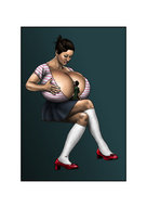drawing size_difference color cleavage huge_breasts domination shrunken_men amazon between_breasts