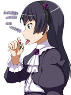 giantess vore tongue mouth handheld anime shrunken_men dangle between_fingers kuroneko foreign_text