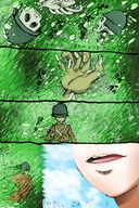 breasts drawing giantess vore blonde comic color destruction blue_eyes cleavage military bones point_of_view digestive_acids stomach_view digestive_juices first_person_shooter