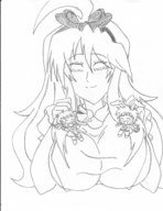 drawing giantess blonde monochrome clothed small_men handheld