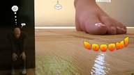 crush toes barefoot blood shrunken_men cruel pinned dialogue darkangle989 tiny_mk downward_angle angles_playground digital_render