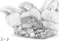 drawing crush feet anthro city dragon monochrome giant soles dinosaur bus reptile vehicles 5-d
