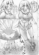 drawing feet giga manga city monochrome destruction shoes socks hand under_foot foreign_text line_drawing toka