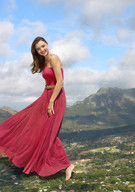 giantess collage landscape mega clothed barefoot brunette dress mountains sky looking_at_viewer artdent miranda_kerr