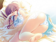 collage panties upskirt barefoot soles butt_crush anime lying_down shrunken_men unaware bedroom