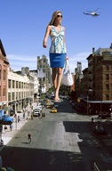 giantess collage city blonde clothed helicopter walking sunglasses streets vehicles sky beregous handbag between_buildings crushed_car gianne_albertoni