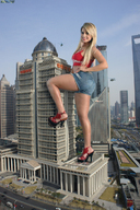 giantess collage city blonde high_heels helicopter climbing legs skyscrapers beregous looking_at_viewer babi