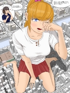drawing feet city mega color destruction clothed skirt buildings crying sitting skyscraper underneath uru