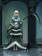 drawing giantess white_hair color clothed barefoot knight dragon_girl dark_souls half_dragon crossbreed_priscilla crossbreed