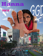 giantess collage city destruction helicopter low_angle hand airplane reaching jets skyscraper streets tokyo clouds sky ggd crowds hanna looking_at_tiny