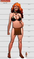 drawing giantess size_difference cleavage red_hair shrunken_men comparison chart