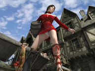 giantess panties upskirt cleavage low_angle shrunken_men clouds sky point_of_view tavern keg yukitan digital_render