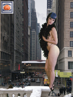 giantess collage city high_heels legs looking_down people streets vehicles pedestrians squeezemeflat looking_at_tiny isabelle_(squeezemeflat)