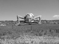 giantess collage blonde monochrome cars wonderslug lying_down muscles field looking_at_viewer push_ups junk_yard
