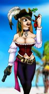 drawing giantess color clothed handheld cleavage shrunken_men clothing necklace licking_lips pirate imminent_vore giantess_pirate ankh looking_at_tiny