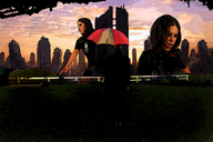 drawing city color destruction giantess_katelyn skyscrapers sky uknown_artist