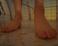 breasts barefoot story lying_down shrunken_men jessi_and_vicky between_feet floor tiny_mk digital_render