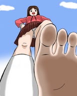 drawing panties feet upskirt barefoot low_angle looking_down sky foot_pov point_of_view looking_at_viewer