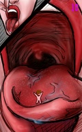 drawing vore color tongue mouth saliva shrunken_men set between_fingers peterparkerlawl