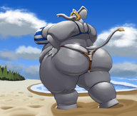 drawing giantess furry anthro color butt domination low_angle thong sky kazecat behind_view elephant