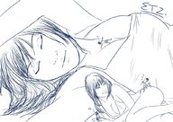 drawing gentle giantess sleeping monochrome cleavage climbing shrunken_men etz