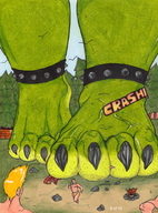 drawing giantess crush feet anthro color lizard foot_crush running cruel reptile toenails imminent_crush