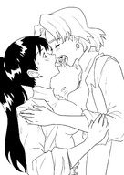 drawing vore monochrome tongue saliva rei_ayanami neon_genesis_evangelion lesbians shrunken_woman feeding jitensha shinji_ikari mouth_to_mouth ritsuko_akagi