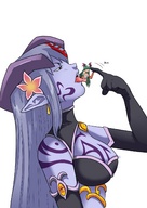 breasts drawing vore color tongue finger poke shrunken_woman snake_girl jitensha side_view