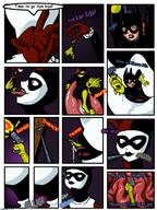 drawing giantess vore comic color clothed harley_quinn shrunken_woman batgirl dc_comics