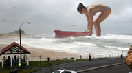 giantess collage swimsuit ocean helicopter wonderslug bending_over waves ships kelly_brook cargo_ship