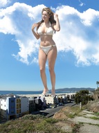 giantess collage swimsuit beach barefoot ocean buildings wonderslug clouds sky kelly_brook