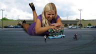 giantess collage blonde clothed high_heels wonderslug lying_down shrunken_men cruel hand_crush clothing parking_lot jenni_czech crushed_car stacked_cars
