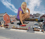 giantess collage blonde high_heels wonderslug shrunken_men shrunken_woman entrapment cruel hand_crush sky vehicle_crush jenni_czech running_away