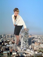 giantess city destruction clothed unknown_artist skyscrapers clothing looking_at_viewer