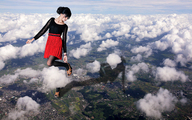 collage landscape mega clothed buildings shoes stockings dress clouds sky clothing countryside suburbs malaygiantess