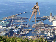 giantess collage swimsuit barefoot cleavage ocean harbor wading gemma_atkinson accasbel cape_town