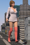 giantess city clothed buildings shrunken_people streets clothing thigh_highs knee_socks running_away boomgts digital_render