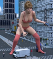 giantess city cleavage buildings underwear socks shrunken_people vehicles boomgts digital_render